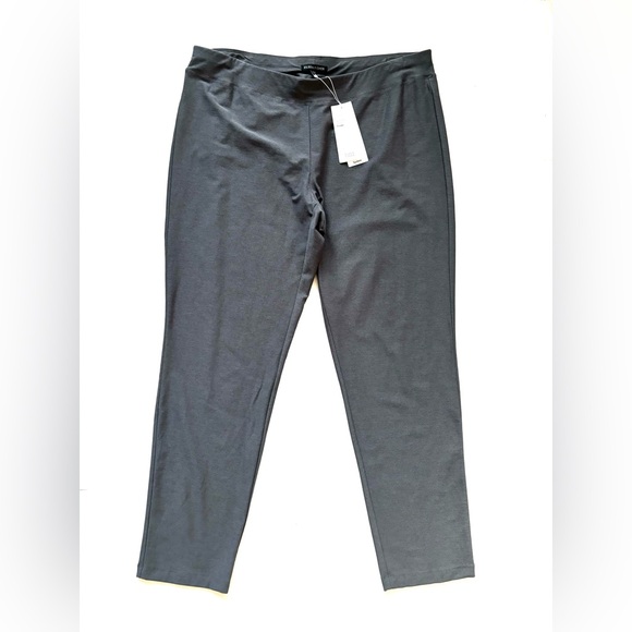 Eileen Fisher Crepe Slim Ankle Pants Washable Stretch Ash Pull On Women’s L  NWT - Picture 1 of 13